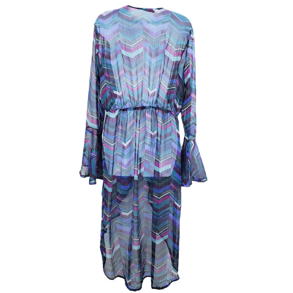 Thread Story Womens Size X-Large Multicolor Sheer Print Swim Cover-Up Dress - Picture 5 of 7